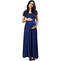 HAPPY MAMA. Para Mujer Vestido Largo premamá y de Lactancia Manga Corta. 599p